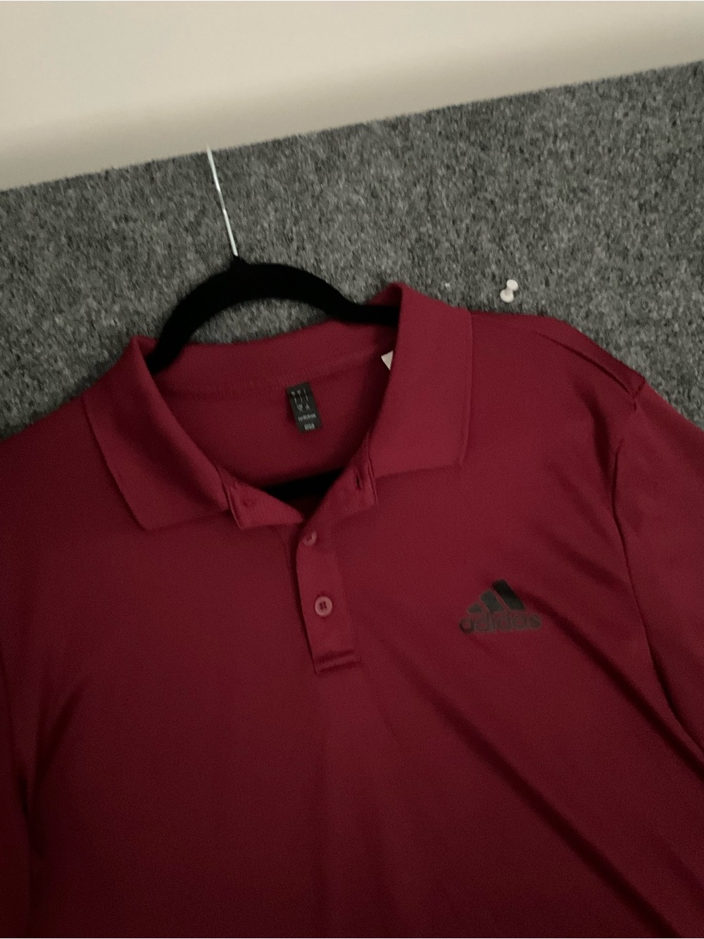 adidas Men's Lg Burgundy Polo with Black Logo